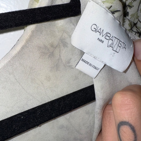 GIAMBATTISTA VALLI silk ruffled leaf print low high dress - Picture 4 of 7